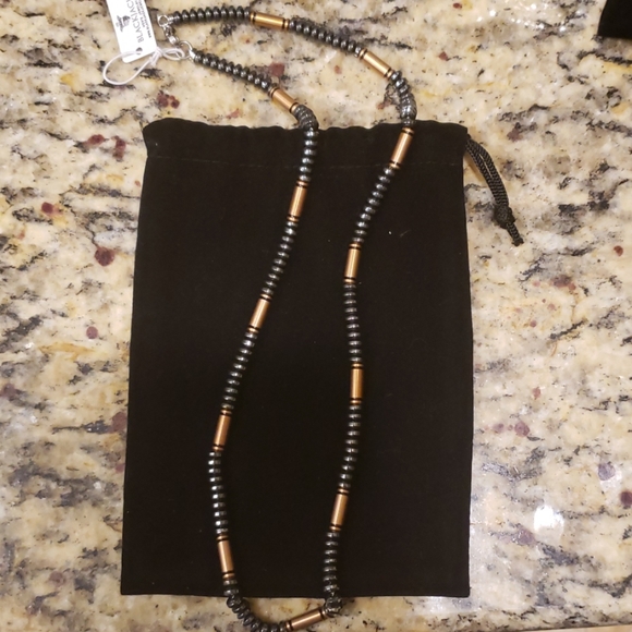 BLACKJACK Other - Mens Gunmetal And Gold Plated Stainless Necklace